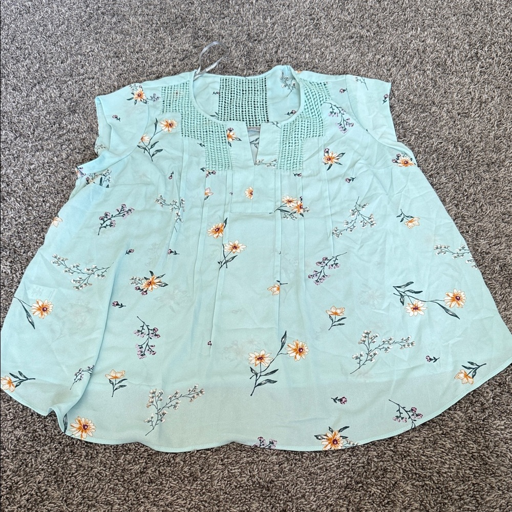 Daniel Rainn Mint Green Floral Blouse